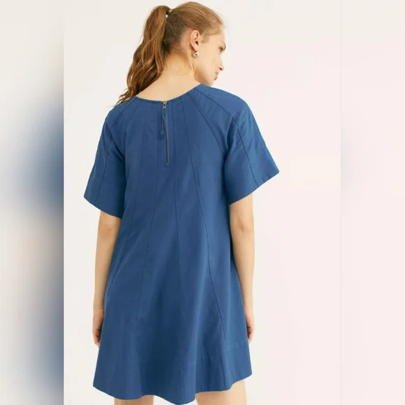 Free People Becca Short Sleeve Mini Dress Blue Size XS - Picture 5 of 9